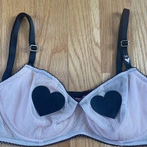 NWT New with Tags Victoria’s Secret Nude and Black Mesh Heart Bra